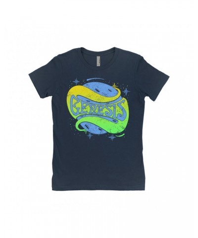 Genesis Ladies' Boyfriend T-Shirt | Retro Planetary Logo Distressed Shirt $8.48 Shirts
