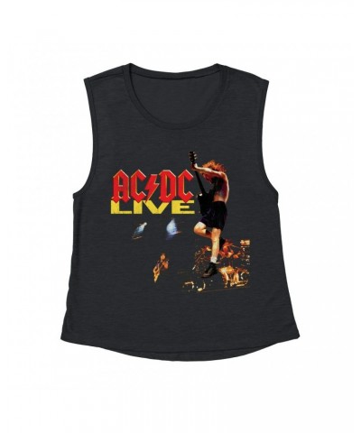AC/DC Ladies' Muscle Tank Top | Live On Stage Design Distressed Shirt $12.85 Shirts