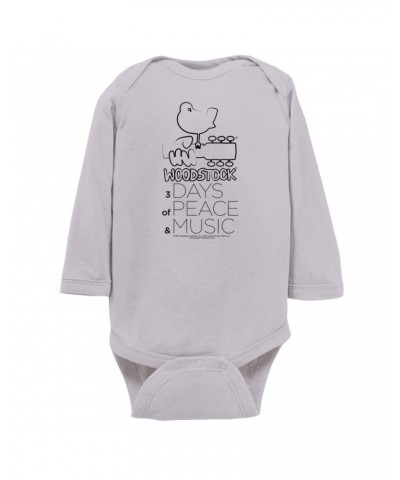 Woodstock Long Sleeve Bodysuit | 3 Days Of Peace And Music Drawing Bodysuit $8.56 Shirts