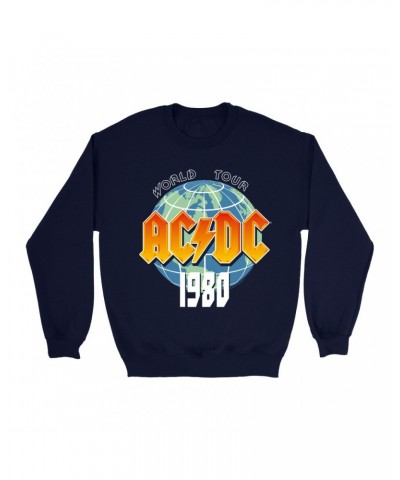 AC/DC Sweatshirt | 1980 Globe World Tour Sweatshirt $12.93 Sweatshirts